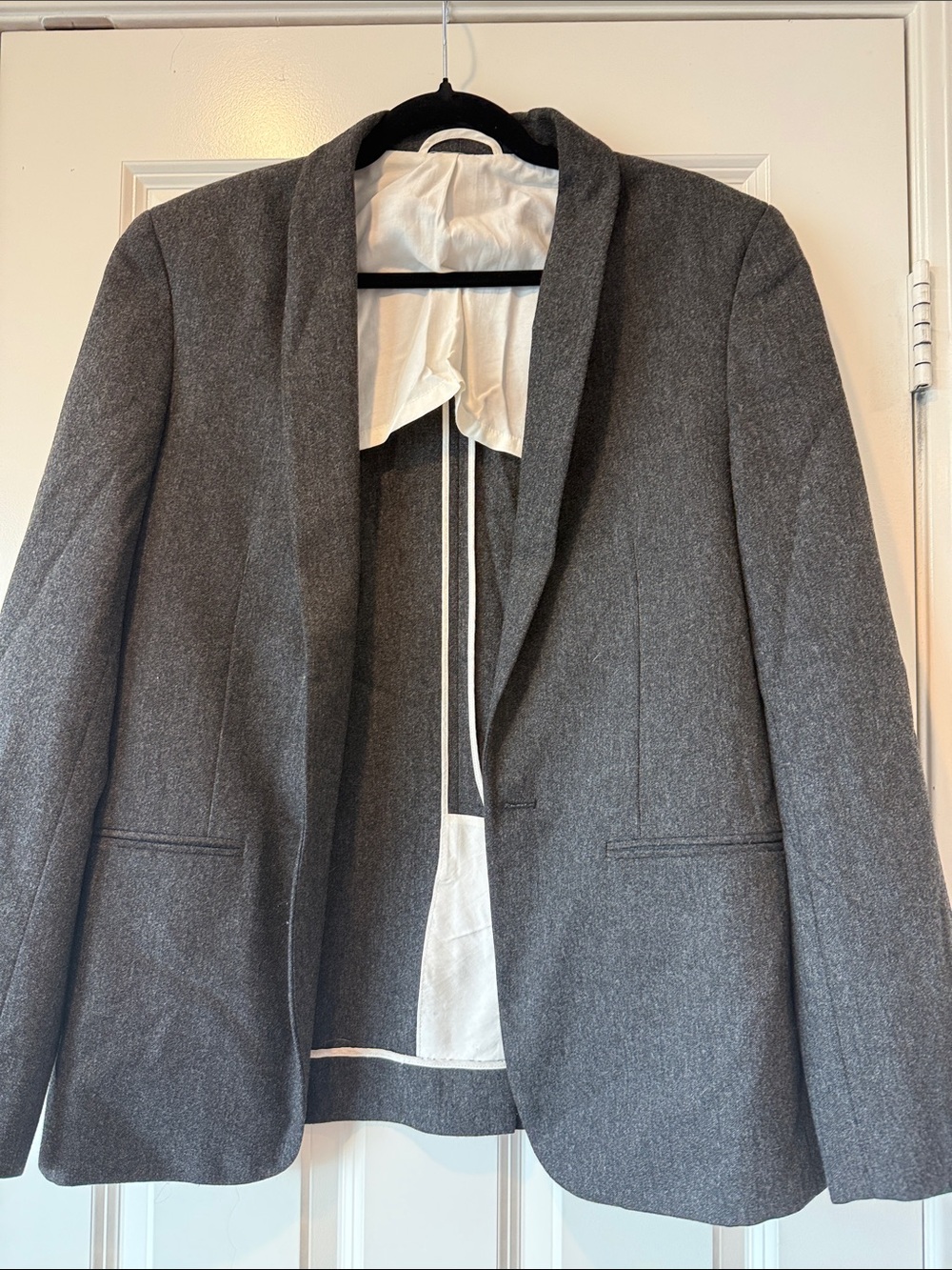 Calvin Klein Charcoal Grey and White Tuxedo Blazer